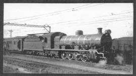 Circa 1925. Steam locootive at station. (Album on Natal electrification)