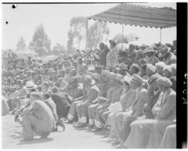 Maseru, Basutoland, 12 March 1947. Traditional leader addressing the crowd.