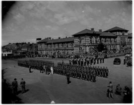 Bloemfontein, 7 March 1947. King George VI inspecting the guard of honour provided by the regimen...