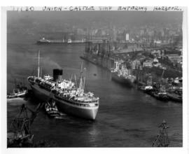 Durban, 1962. 'Pendennis Castle' of the Union-Castle Line entering Durban Harbour.