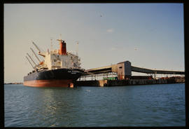 Port Elizabeth, August 1985. 'New Promotion' at manganese dock in Port Elizabeth Harbour. [D Dann...