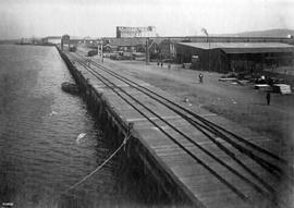 Durban. Double railway line on the Congella wharf extension in Durban Harbour.