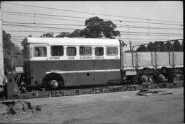 Johannesburg. SAR International Harvester combination bus and truck No MT15643 on goods wagon at ...