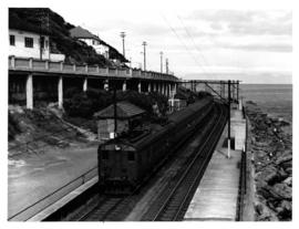 Cape Town, 1946. Suburban train on coastal line near Clovelly.