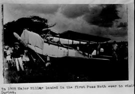 Durban, 1928. First de Havilland Moth to visit Durban, flown by Major Allister Mackintosh Miller....