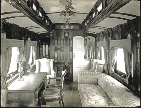 Interior showing lounge of SAR saloon coach No 1 for the Duke of ...