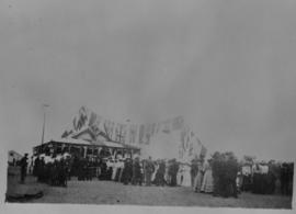 Escourt, 1910. Railway station decorated for Royal visit.