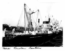 Durban, 1967. Ship moored in Durban Harbour.