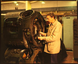 Johannesburg, October 1988. Checking electrical motor at electrical testing laboratory in Braamfo...