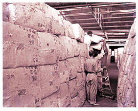 "Nelspruit, 1960. Bales of tobacco at co-operative stores."