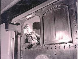 Johannesburg, 1939. Driver CH Maclean in locomotive cab.