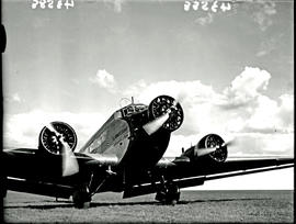 Johannesburg, 1935. Rand airport. SAA Junkers Ju-52 ZS-AFD 'Sir Benjamin d'Urban' with engines ru...