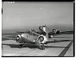 Johannesburg, 1936. Rand airport. SAA Junkers Ju-52 and SAA Airspeed Envoy ZS-AGA 'Gen JW Janssen...
