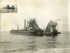 Walvis Bay, 1925. Construction of harbour. Dredger.