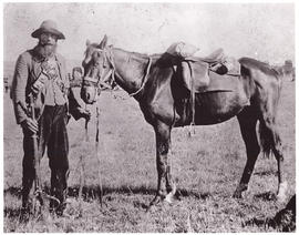 Circa 1900. Anglo-Boer War. Soldier with horse.