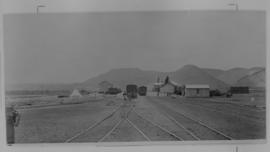 Norvalspont, 1895. Station and trains in distance. (EH Short)