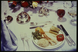 Place setting in Blue Train dining car.