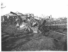 Leeudoringstad, 17 July 1932. Remains of 30 trucks after dynamite accident.