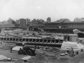 Johannesburg, circa 1950. Construction at the Wanderers.