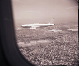 Johannesburg, 1970. SAA Boeing 707 ZS-SAE 'Windhoek' in flight.