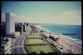 Durban. Aerial view along beachfront.