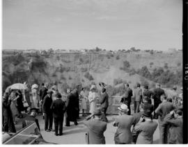 Kimberley, 18 April 1947. Royal family at viewpoint of Big Hole. Diamond mine.