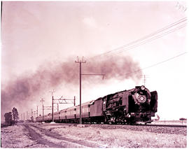 Northern Cape, 1964. SAR Class 25NC with 2up Blue Train between Makwassie and Fourteen Streams sh...