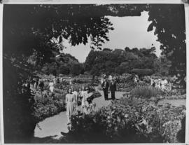 
The Royal family walking through a botanical garden.
