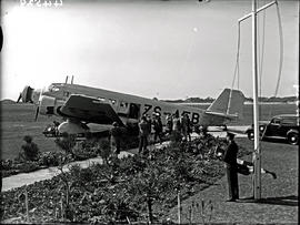Durban, 1936. Stamford Hill Airport. Junkers Ju-52 ZS-AFB 'Lord Charles Somerset', passengers dis...
