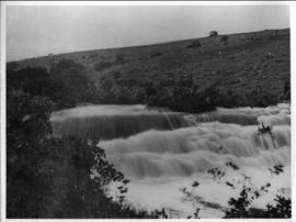 Circa 1902. Construction Durban - Mtubatuba: Mandini River in flood. (Album on Zululand railway c...