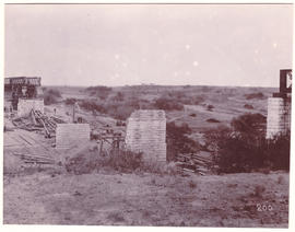 Circa 1900. Anglo-Boer War. Damaged to Vet River bridge in the Orange River Colony, viewed from t...
