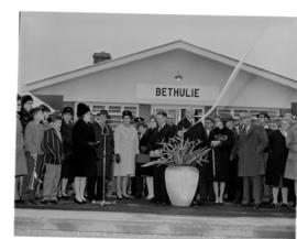 Bethulie, June 1970. Opening of new station by Mr J Kruger. Guests at station building.