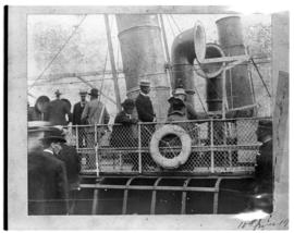 Durban, circa 1901. Men on deck of ship. (Durban Harbour album of CBP Lewis)