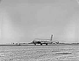 Johannesburg, 1972. Jan Smuts airport. SAA Boeing 707 on runway.