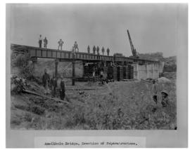 Circa 1902. Construction Durban - Mtubatuba: Erection of superstructure at Amatikulu Bridge. (Alb...