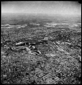 Johannesburg, circa 1946. SAA Skymaster Douglas DC-4 ZS-AUB 'Outeniqua' in flight. [Jorgensen]