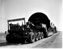 Bapsfontein, November 1966. Transporting a generator with SAR AEC trucks No's MT18116 and MT18115.