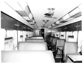 Interior of SAR type AB-1 No 500 and SAR type AAB-1 No 501 'Umzimkulu' self service dining car.