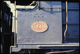 Number plate of SAR Class 1 No 1249.