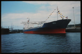 Durban, November 1977. 'Berg' container ship in Durban Harbour. [D Dannhauser]
