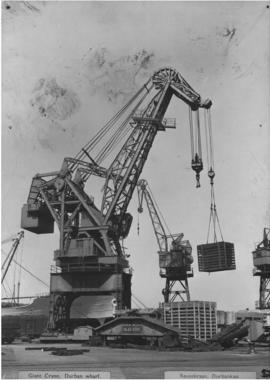 Durban, 1933. Electric 80 ton wharf crane at Point. Durban Harbour.
