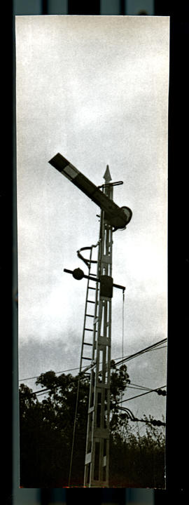 Railway signal post.