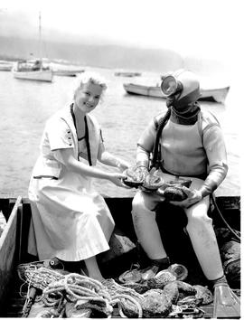 Hermanus, 1955. Abalone diving.