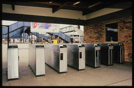 Germiston, July 1984. Platform barriers at Wadeville railway station. [CF Gunter]