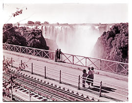 Victoria Falls, Rhodesia, 1946. Railway bridge with Victoria Falls in the distance.