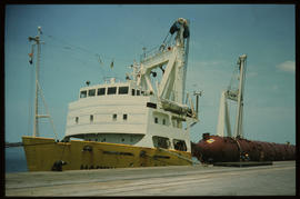 Richards Bay, 1978. Abnormal load arriving by ship at Richards Bay Harbour. [Willem van der Walt]