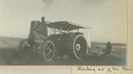 Brandfort district. SAR tractor with load crossing the salt pan..