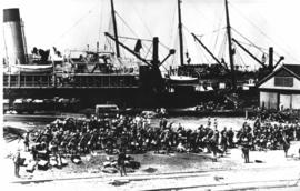 Durban, circa 1900. Troopship at the Point during the Anglo-Boer War. (H Jambert)