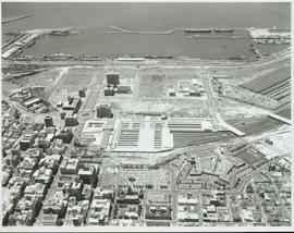 Cape Town, 1966. Aerial view of railway station and new foreshore.