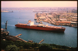 Durban, 1979. 'Ortelius' container ship leaving Durban Harbour.